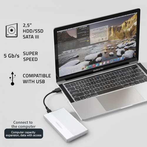 HDD Rack QOLTEC USB 3.0 Argintiu