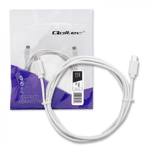 Cablu Qoltec USB-C 2.0 (type C) male 1.4m alb