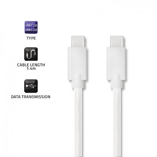 Cablu Qoltec USB-C 2.0 (type C) male 1.4m alb
