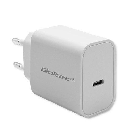 Incarcator universal Qoltec Super Quick PD charger USB-C 20W 5-12V 1.67-3A alb