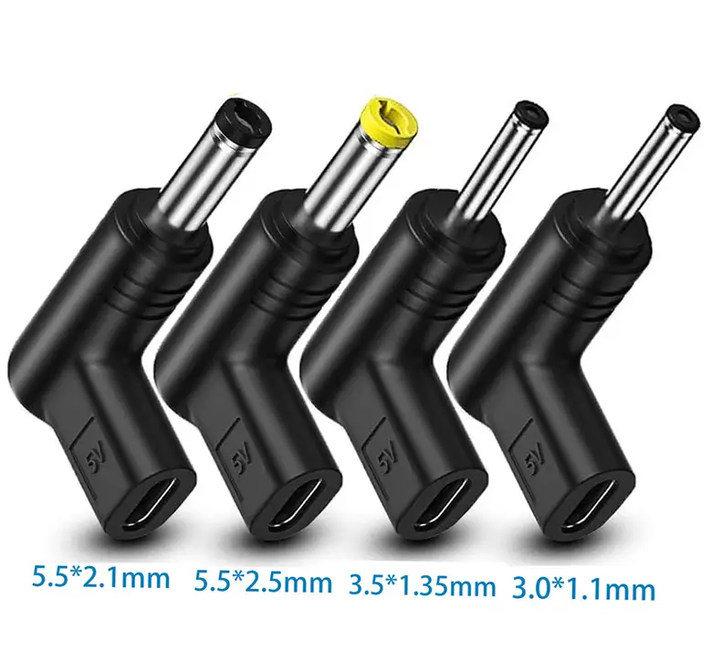 Adaptor USB-C  Set 4 buc la 90 grade Type C mama -conector 5.5x2.1 5.5x2.5 3.5x1.35 3.0x1.1 tata