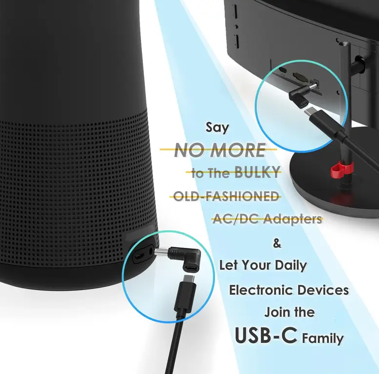 Adaptor USB-C  Set 4 buc la 90 grade Type C mama -conector 5.5x2.1 5.5x2.5 3.5x1.35 3.0x1.1 tata