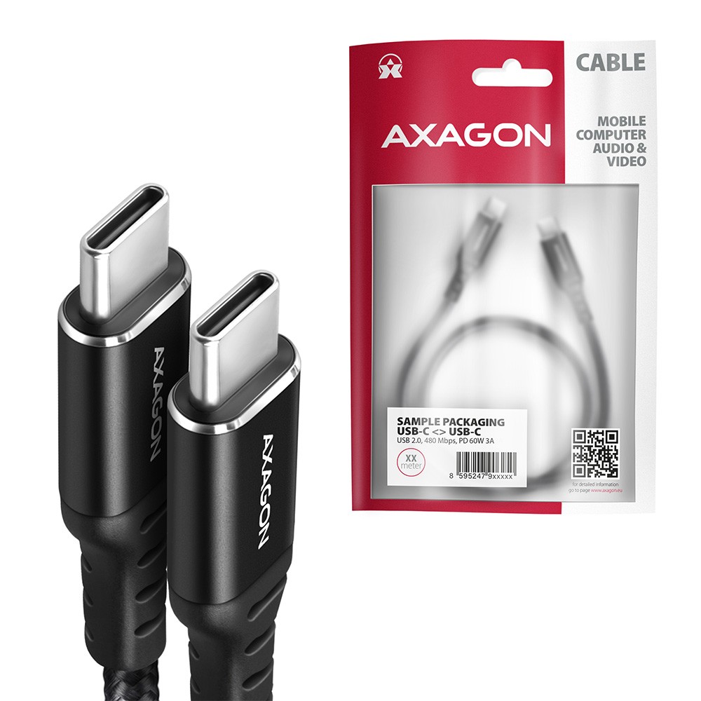 Cablu Axagon BUCM-CM15AB PD 60W USB-C USB-C 1.5m