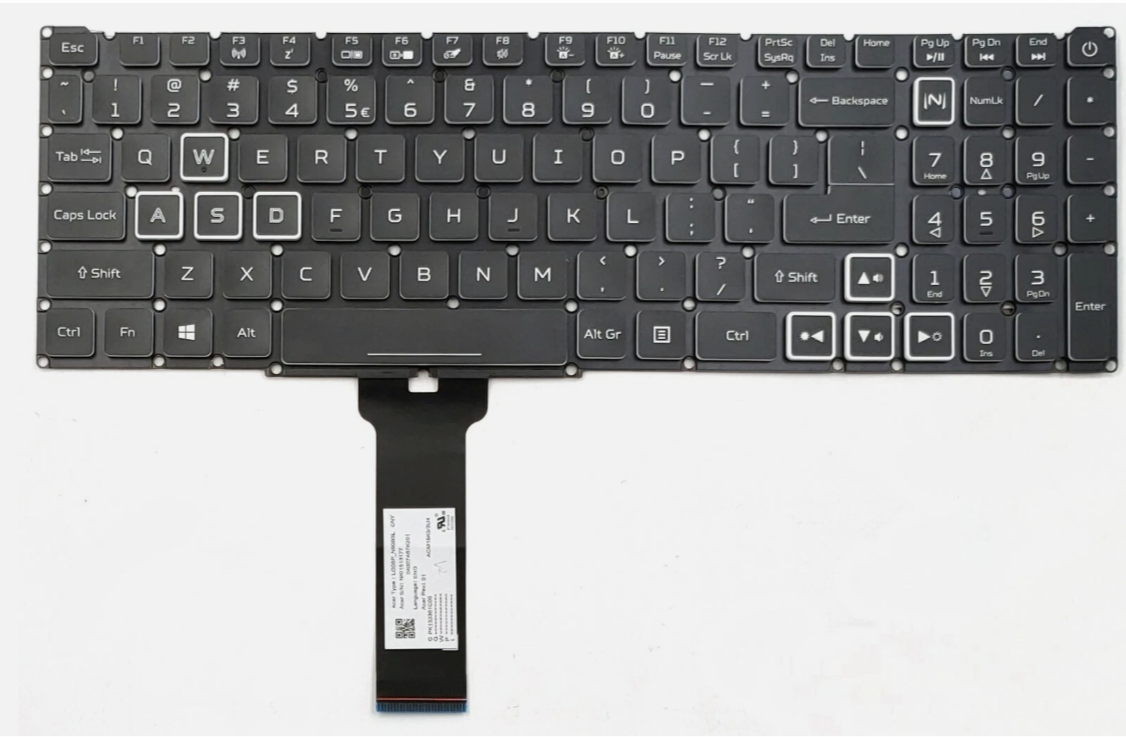 Tastatura laptop  Acer Nitro AN515-45-R313 AN515-45-R0ZA AN515-45-R21A neagra cu taste albe