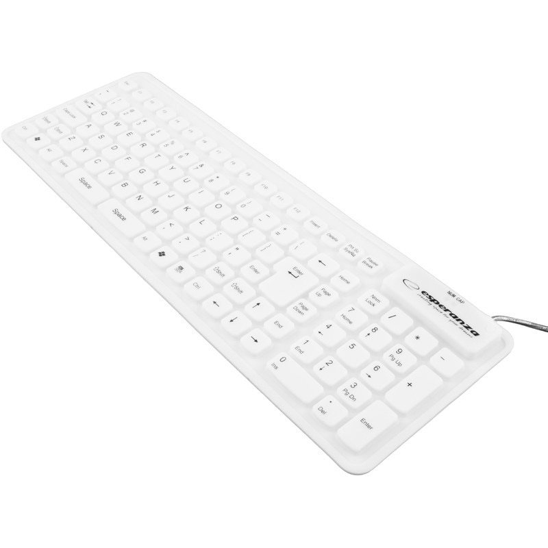 Keyboard Esperanza din silicon, Ek126w, USB, Rezistenta la apa, Alb