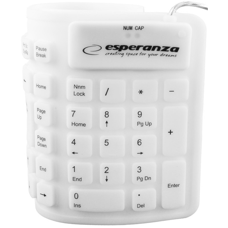 Keyboard Esperanza din silicon, Ek126w, USB, Rezistenta la apa, Alb