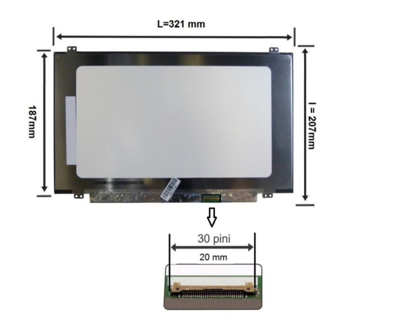 Laptop display 14 inch slim NT140WHM-N31 1366 x 768 HD brackets 30 pin - imagine 2