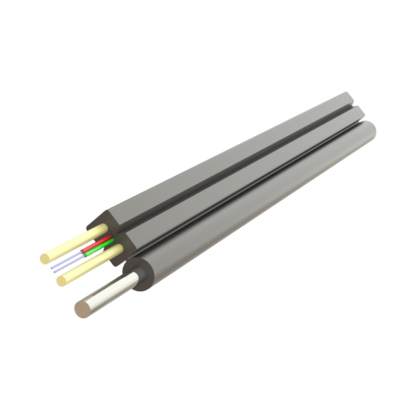 Cablu fibra optica 2 fibre flat drop SM, 600N, cu sufa, intarziere la flacara, protectie apa, LSZH, int/ext - SAMM "002F-U-(ZN-2P)HT-1x2-A2"