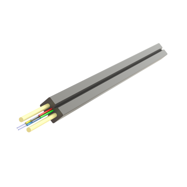 Cablu fibra optica 4 fibre flat drop SM, 100N, intarziere la flacara, protectie apa, LSZH, int/ext - SAMM "004F-U-(ZN-2P)H-1x4-A2"