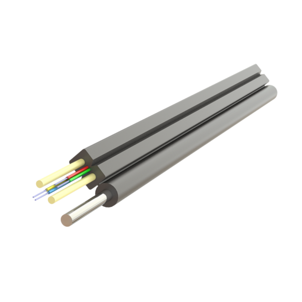 Cablu fibra optica 4 fibre flat drop SM, 600N, cu sufa, intarziere la flacara, protectie apa, LSZH, int/ext - SAMM "004F-U-(ZN-2P)HT-1x4-A2"