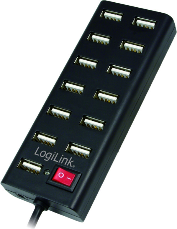 HUB extern LOGILINK, porturi USB: USB 2.0 x 13, conectare prin USB 2.0, alimentare retea 220 V, cablu 0.75 m, negru, "UA0126"