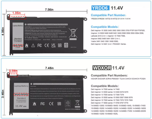 Baterie laptop Dell Inspiron 13 5368 5378 7368 7378 15 5565 5567 Vostro 5468 5568 - imagine 5