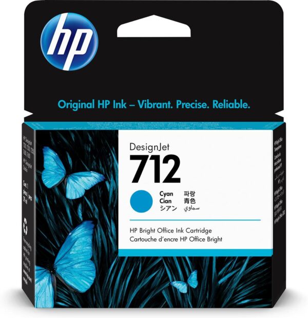 Cartus cerneala Original HP Cyan, nr.712, pentru Designjet T630 series, 38ml, , "3ED67A"