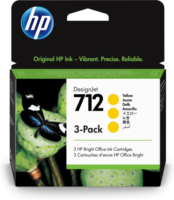 Tri-Pack Original HP Yellow, nr.712, pentru DesignJet Studio 24|Studio 36|T230|T250|T630|T650, 29ml, , "3ED79A"