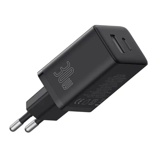 INCARCATOR RETEA Baseus Cube, Quick Charge 30W, 1 x USB Type-C Output 5V/3A, 1 x USB, negru "P10111404113-00"  - 6932172651183