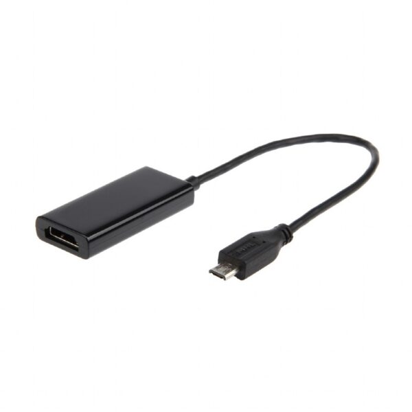 adaptor video GEMBIRD,adaptor Micro-USB(T) la HDMI(M),16cm,rezolutie maxima Full HD (1920x1080) la 60Hz,conecteaza smartphone Samsung cu mufa 11-pin MHL la TV,negru, "A-MHL-003"