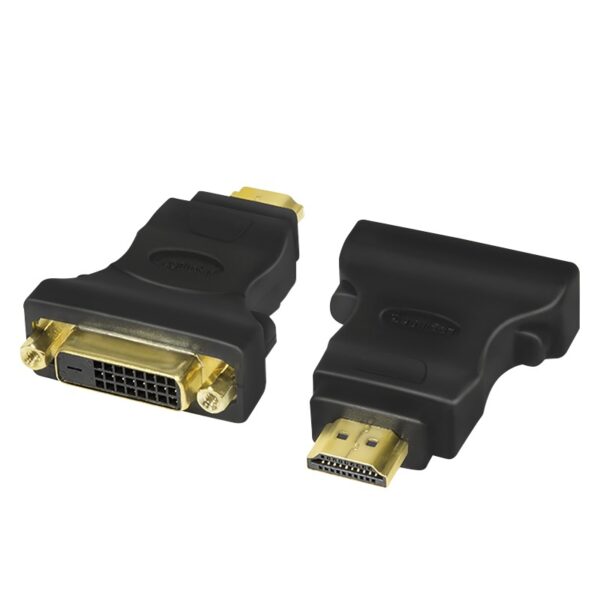 ADAPTOR video LOGILINK, HDMI (T) la DVI-D DL (M), conectori auriti, rezolutie maxima Full HD (1920 x 1080) la 60 Hz, negru, "AH0002"