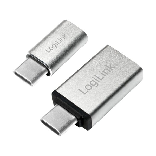 ADAPTOR LOGILINK, pt. smartphone, USB 3.1 Type-C (T) la Micro-USB 2.0 (M) sau USB 3.0 (M), argintiu, "AU0040"