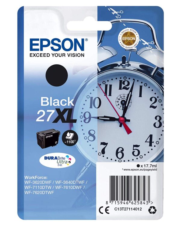 Cartus Cerneala Original Epson Black, nr.27XL, pentru WorkForce WF-7110|WF-7610, 1.1K, , "C13T27114012"