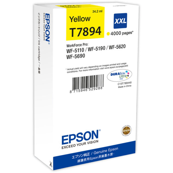 Cartus Cerneala Original Epson Yellow, T7894, pentru Workforce Pro Wf-5620Dwf, , , "C13T789440"