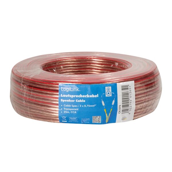 ROLA cablu audio LOGILINK, conductor din CCA, 2*0.75mm2, 25m, transparent "CA1076"