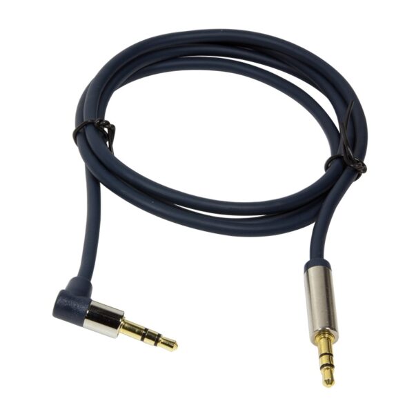 CABLU audio LOGILINK stereo (3.5 mm jack T/T), 0.5m, conectori auriti, un conector 90 grade, albastru "CA11050"