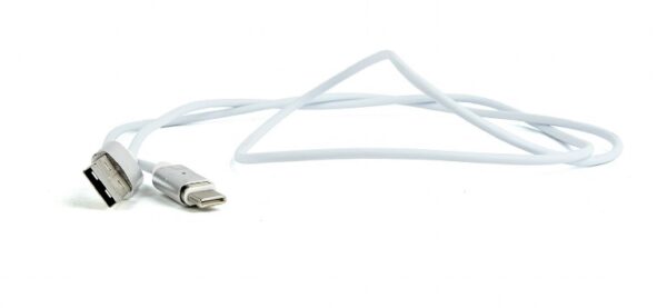 CABLU alimentare si date GEMBIRD, pt. smartphone, USB 2.0 (T) la USB 2.0 Type-C (T) (conector magnetic), 1m, alb, "CC-USB2-AMUCMM-1M"