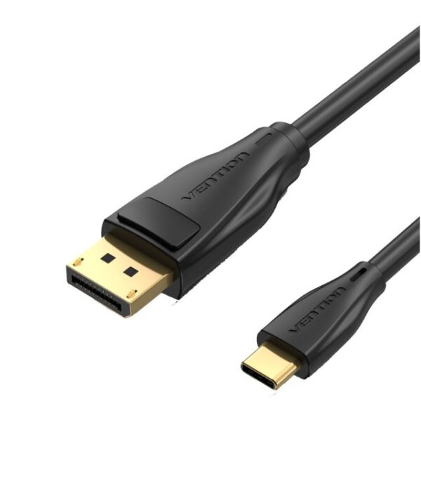 Cablu video Vention, USB Type-C(T) la DisplayPort(T), 1m, rezolutie maxima 8K la 60Hz/4K la 120Hz, conectori auriti, cupru, invelis PVC, negru, "CGYBF" (timbru verde 0.18lei) -  6922794756021