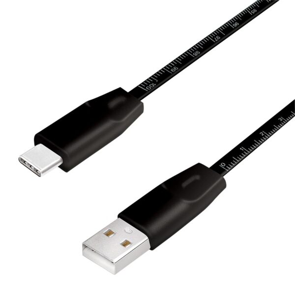 CABLU alimentare si date LOGILINK, pt. smartphone, USB 2.0 (T) la USB 2.0 Type-C (T), 1m, premium, cablu cu marcaj metric, negru, "CU0157"