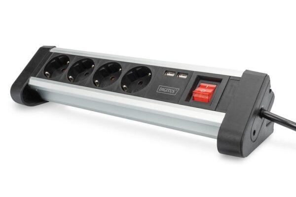 DIGITUS DA-70614 DIGITUS 4-way office socket strip with 2x USB ports "DA-70614"