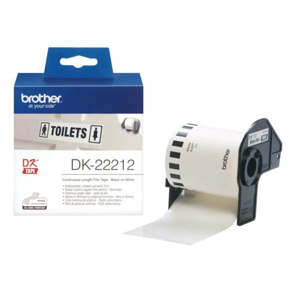 Banda Continua Hartie  Original Brother Black on White, DK22212, pentru P-TOUCH QL-1100|QL-800|QL-810|QL-1050|QL-1060|QL-500|QL-560|QL-570|QL-580|QL-650|QL-700, 62x15mm,24m, incl.TV 0 RON, "DK22212"