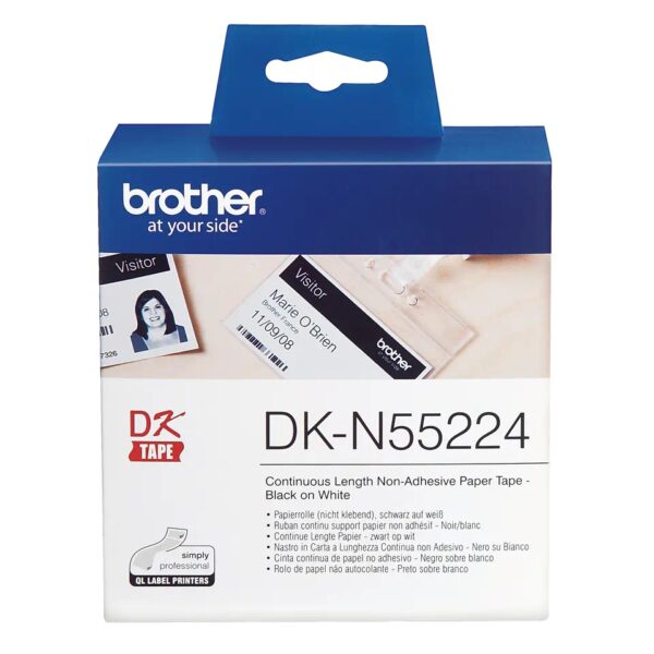 Banda Continua Hartie  Original Brother Black on White, DKN55224, pentru P-TOUCH QL-1100|QL-800|QL-810|QL-1050|QL-1060|QL-500|QL-560|QL-570|QL-580|QL-650|QL-700, 54mmx30.48m, incl.TV 0 RON, "DKN55224"