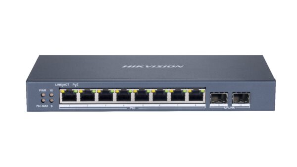 SWITCH. PoE Hikvision, port Gigabit x 8, SFP SFP x 2, managed, carcasa metalica, "DS-3E1510P-SI" (timbru verde 2 lei)