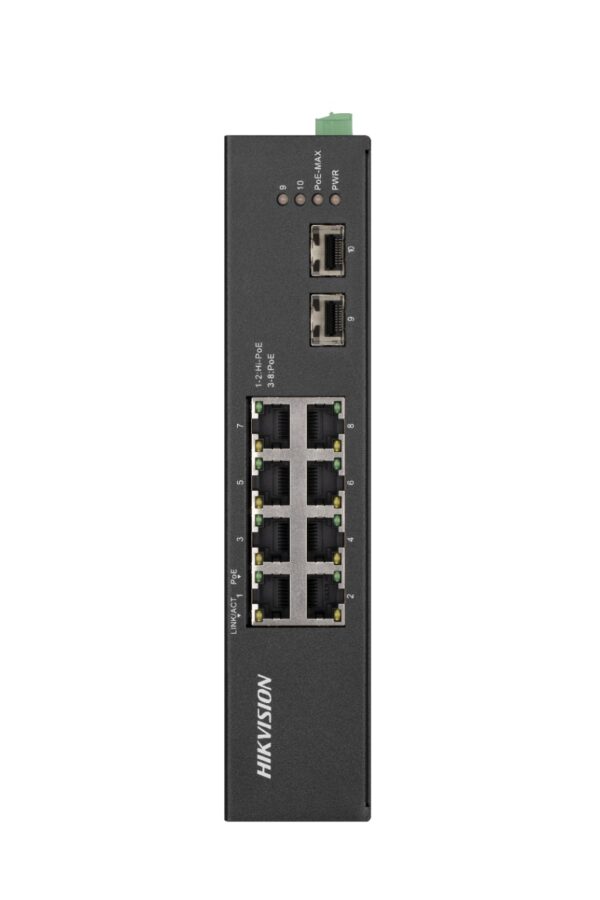 SWITCH Hikvision, Gigabit x 8, SFP x 2, carcasa metalica, "DS-3T0510HP-E/HS" (timbru verde 2 lei)