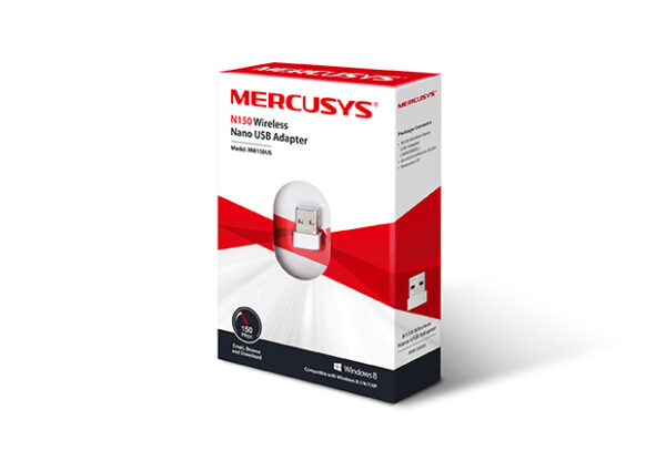 ADAPTOR RETEA MERCUSYS NANO, extern wireless 2.4 GHz, USB 2.0, port, 150 Mbps, antena interna x 1, "MW150US"