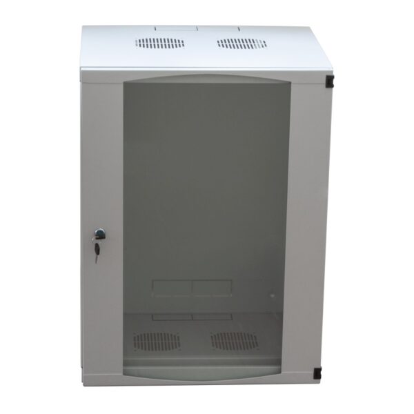 CABINET 19" LOGILINK   9U 540x450mm, fixare pe perete, Flatpack (dezasamblat),  Light Grey, usa sticla cu blocare, otel 1.2mm, sarcina maxima 30Kg, "W09F64G"