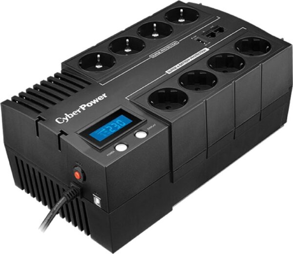 UPS CYBER POWER Line Int. cu manag,LCD,brick,1000VA/600W,AVR,8xShucko,LCD,1x12V/9Ah,Backup 42-60min,incarc.8h,USB,USB Charger Port,combo RJ45,GreenP "BR1000ELCD" (timbru verde 11 lei)