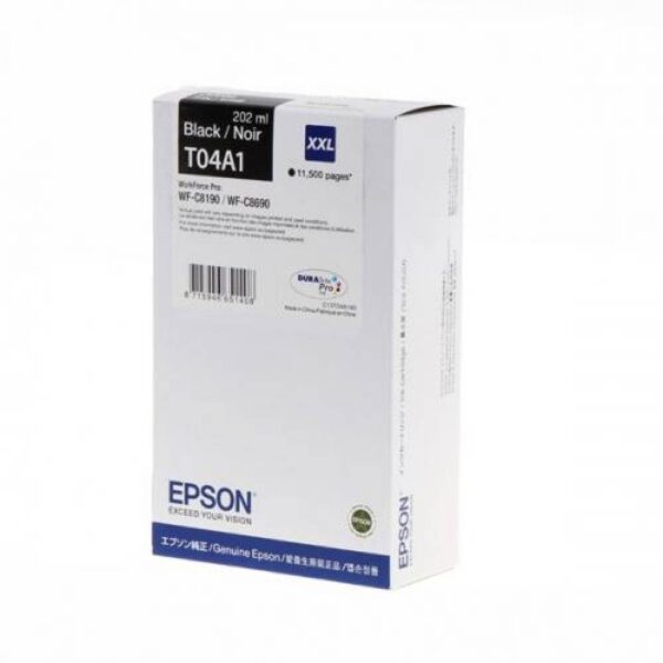 Cartus Cerneala Original Epson Black, T04A140, pentru WorkForce WF-C8190|WF-C8690, 11.5k, incl.TV 1.2incl.TV "C13T04A140"