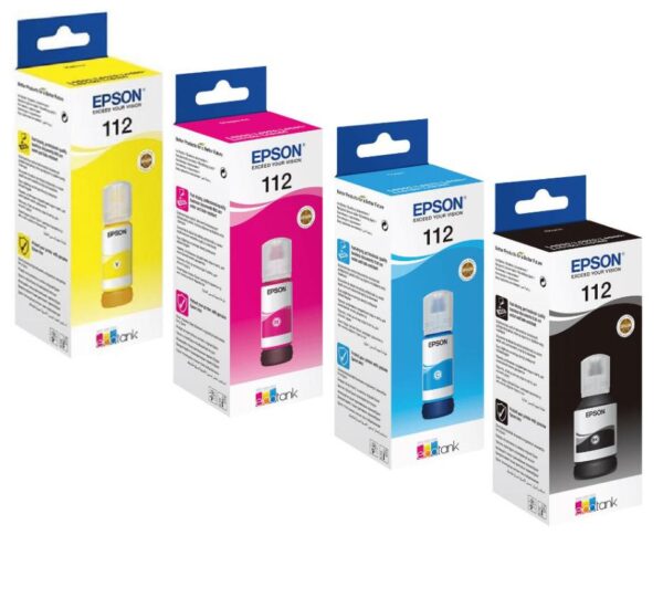 Combo-Pack Original Epson CMYK, nr.112, pentru L11160|L15150|L15160, 70mlx3+127mlx1, incl.TV 0.15 RON, "C13T06C64A"