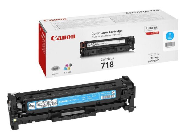 Toner Original Canon Cyan, CRG-718C, pentru LBP-7200|LBP-7210|LBP-7660|LBP-7680|MF-8330|MF-8340|MF-8350|MF-8360|MF-8380|MF-8540|MF-8550|MF-8580|MF-724|MF-728|MF-729, 2.9K,  , "CR2661B002AA"