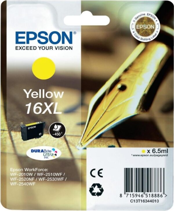 Cartus Cerneala Original Epson Yellow, T1634, pentru WF2540, , , "C13T16344010"