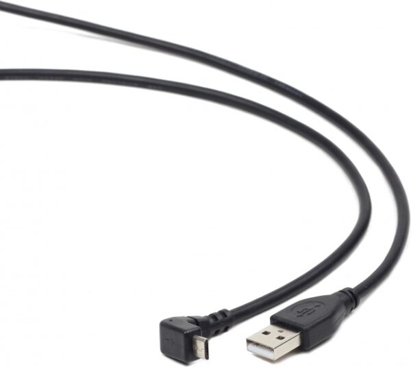 CABLU alimentare si date GEMBIRD, pt. smartphone, USB 2.0 (T) la Micro-USB 2.0 (T) (conector la 90 grade), 1.8m, negru, "CCP-mUSB2-AMBM90-6"