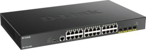 SWITCH PoE D-LINK Smart 24 porturi Gigabit (24 PoE) +  4 10G SFP+, IEEE 802.3af/at, carcasa metalica. "DGS-1250-28XMP" (timbru verde 2 lei)