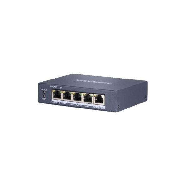 SWITCH PoE HIKVISION, port Gigabit x 5, SFP nu, carcasa metalica, "DS-3E0505HP-E" (timbru verde 2 lei)