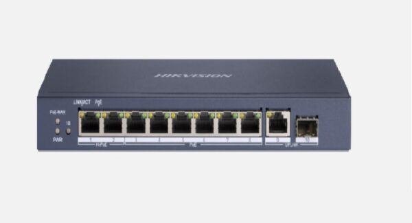 SWITCH PoE HIKVISION, port Gigabit x 8, SFP SFP x 1, carcasa metalica, "DS-3E0510HP-E" (timbru verde 2 lei)