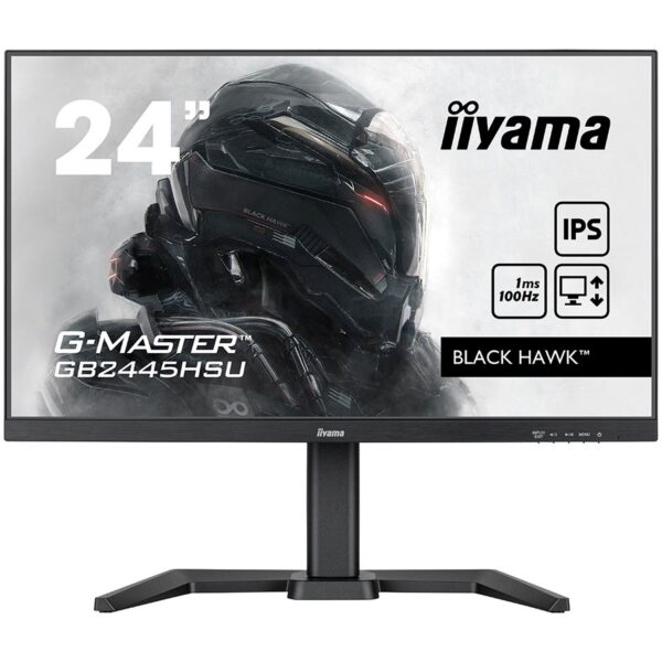 IIYAMA Monitor LED GB2445HSU-B1 24" IPS 1920 x 1080 @100Hz 250 cd/m2 1300:1 1ms HDMI DP USB Hub HAS Tilt "GB2445HSU-B1" (timbru verde 7 lei)