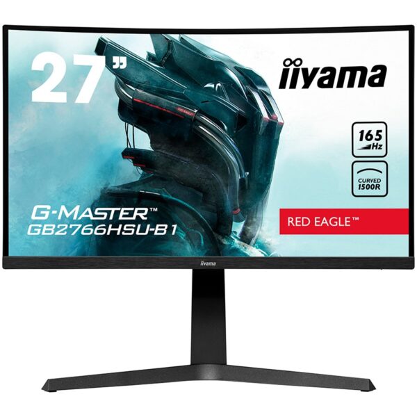 IIYAMA Monitor 27" ETE VA-panel, Curved Gaming 1500R, G-Master Red Eagle, FreeSync Premium, 1920x1080@165Hz, 250cd/m2, DP, 2xHDMI, 1ms, Speakers, USB-HUB (2x2.0),  "GB2766HSU-B1" (timbru verde 7 lei)