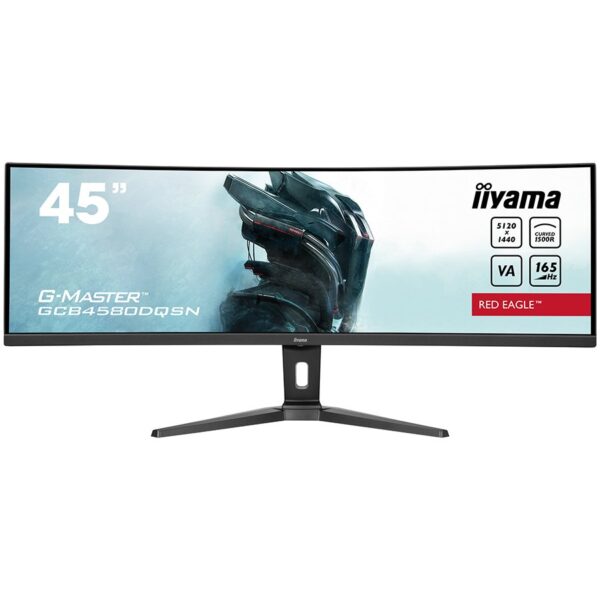 Iiyama G-MASTER Red Eagle GCB4580DQSN-B1LED monitor gaming curved 45" (44.5" viewable) 5120x1440 Dual Quad HD@165 Hz VA 450 cd/m2,0.8 ms 2xHDMI,DP sp black matte "GCB4580DQSN-B1" (timbru verde 7 lei)