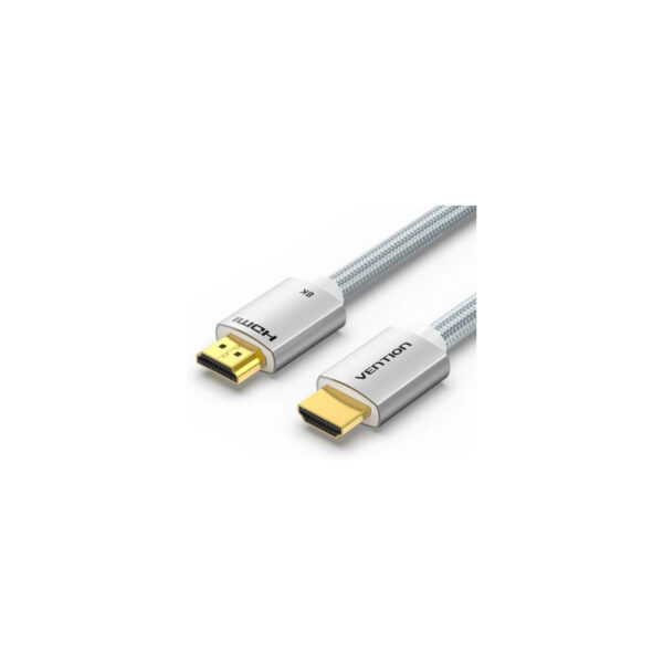 CABLU video Vention, HDMI(T) la HDMI(T), 1m, rezolutie 8K la 60Hz/4K la 120Hz, PVC si braided, argintiu, "ALCIF"  - 6922794753990