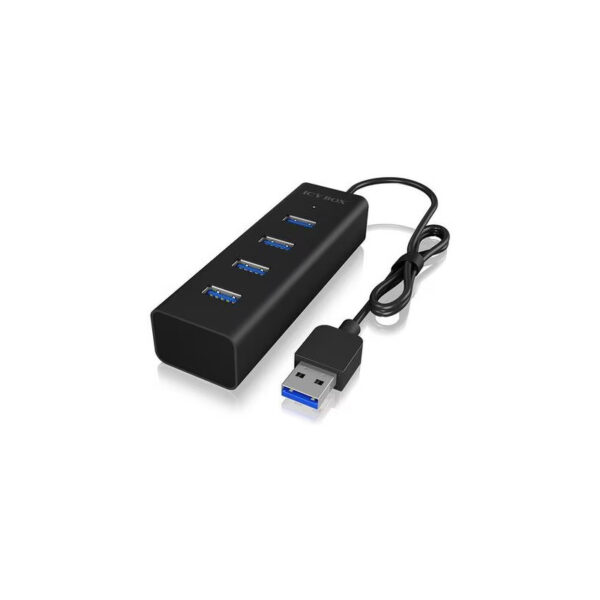 HUB extern Icy Box, porturi USB: USB 3.0 x 4, conectare prin USB-A, aluminiu, negru, "IB-HUB1409-U3"